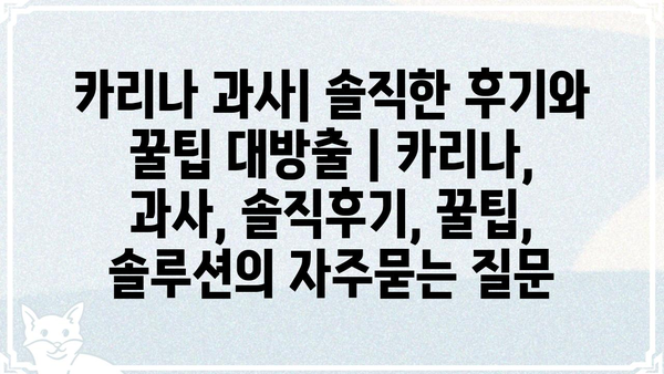 카리나 과사| 솔직한 후기와 꿀팁 대방출 | 카리나, 과사, 솔직후기, 꿀팁, 솔루션