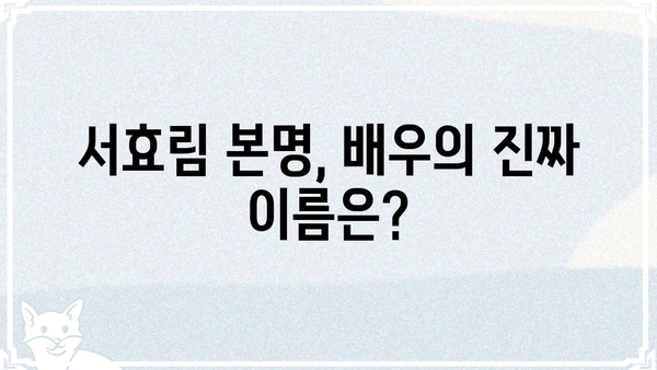 서효림 본명, 배우의 진짜 이름은? | 서효림, 본명, 배우, 연예인, 프로필