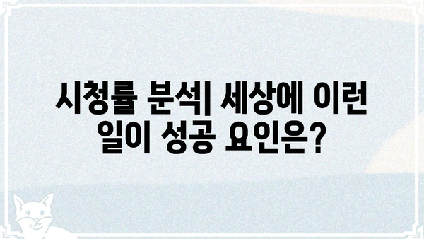 순간포착 세상에 이런일이, 시청률의 비밀| 역대 최고 시청률 기록과 그 이유 | 순간포착 세상에 이런일이, 시청률 분석, 인기 비결