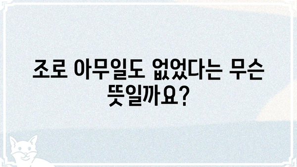 "조로 아무일도 없었다"는 뜻? | 조로, 명대사,  해석
