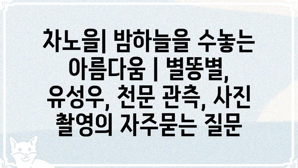 차노을| 밤하늘을 수놓는 아름다움 | 별똥별, 유성우, 천문 관측, 사진 촬영